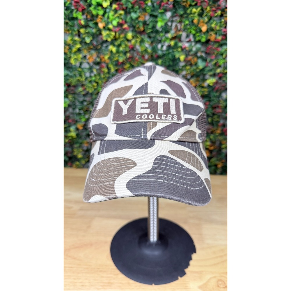Yeti Coolers Trucker Hat Camo Brown Mesh Snapback Adjustable Logo Patch Cap